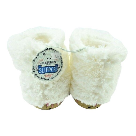 Little Blue House Kids Medium 8 to 10 New White Cat Cozy Slouch Slippers - Picture 3 of 5
